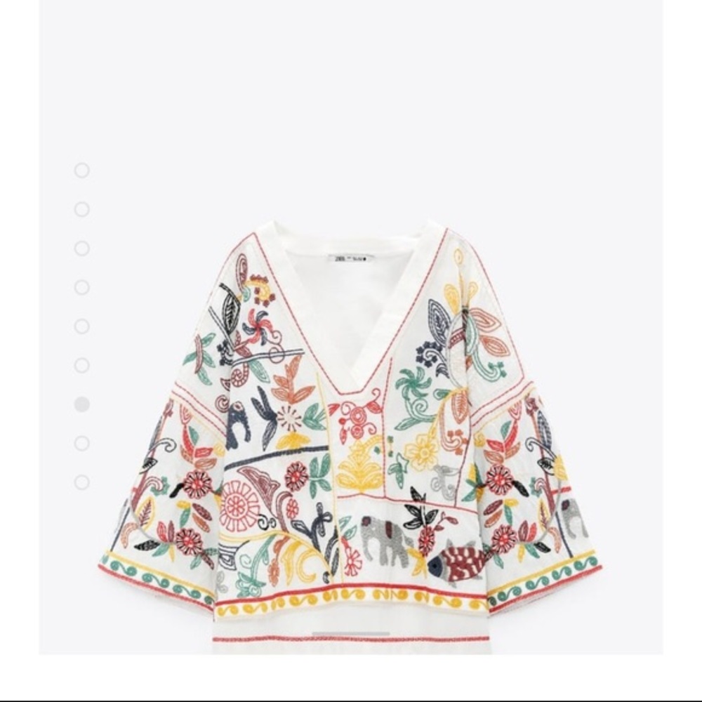 Zara WhiteEmbroidered Blouse size S worn once!